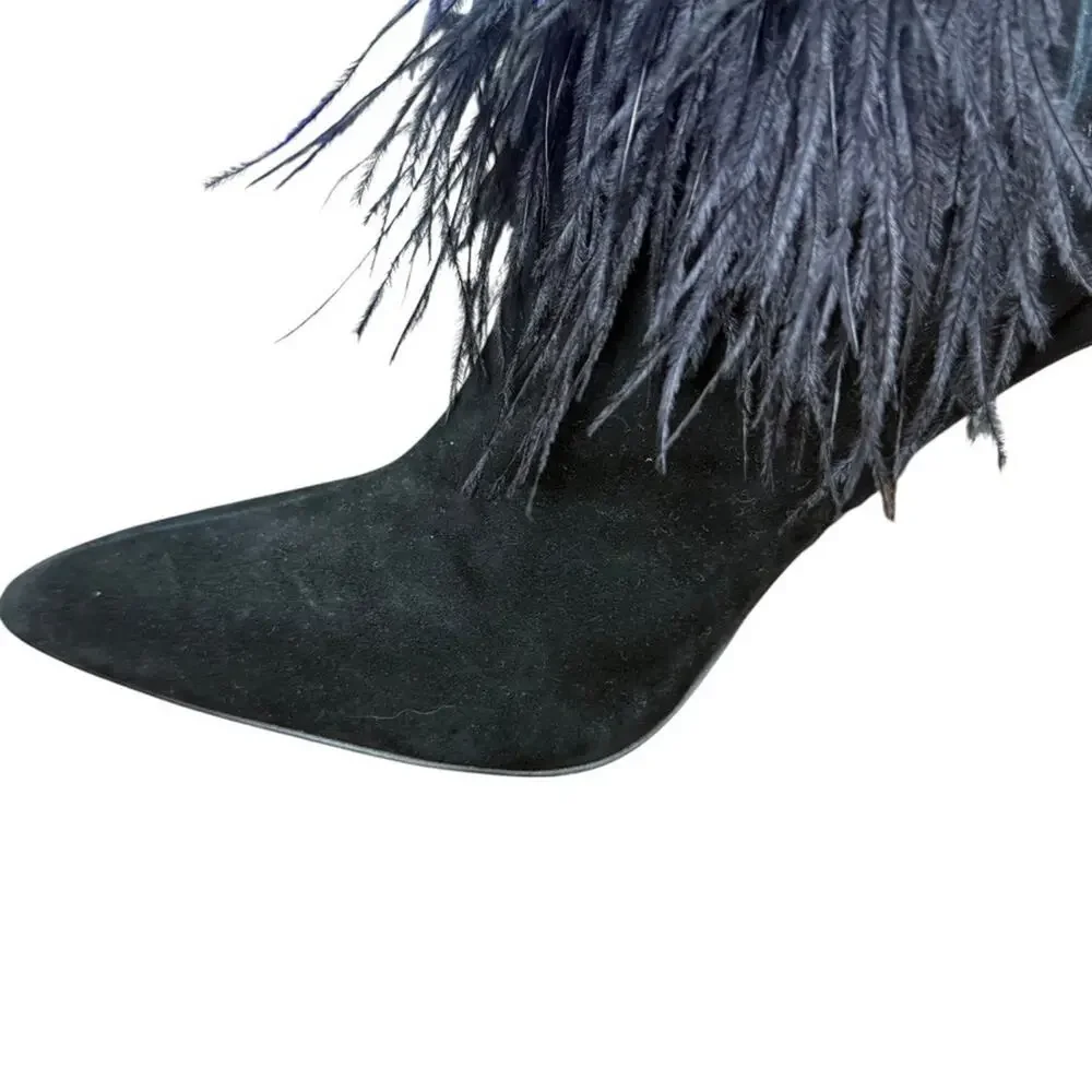 Jessica Simpson Piume Feather Black High Heel Ankle Boots Booties Shoes sz 10